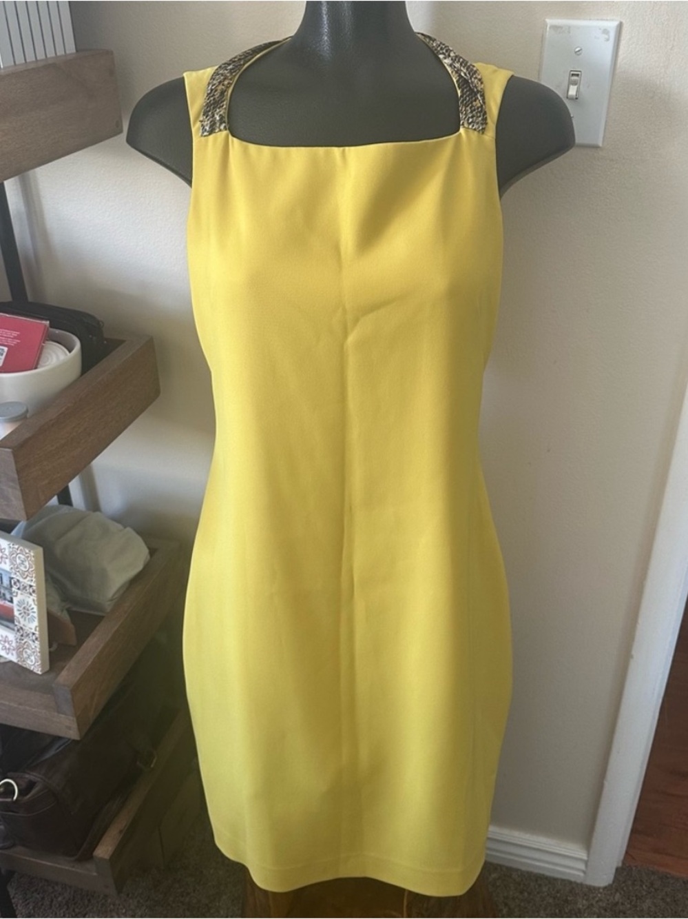 Tahari Yellow Sleeveless Sheath Dress